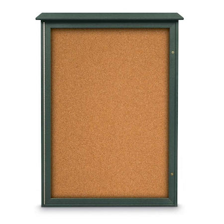 United Visual Products Indoor Enclosed Combo Board, 72"x36", Wht Frame/Blk Porc & Blue Spruce UVCB7236W-BLKPORC-BLSPRU